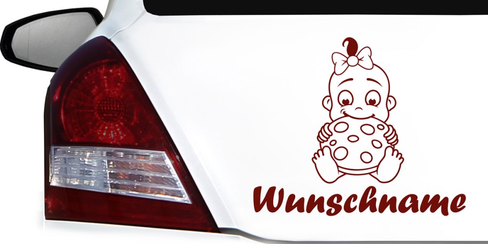 Hungriges Mädchen als Wunschtext Aufkleber für Autos