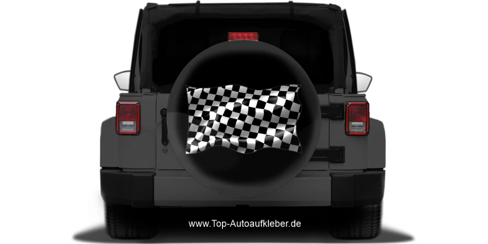 Autoaufkleber Zielflagge im Wind    auf Reserveradabdeckung