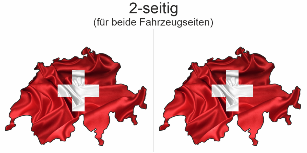 Autodekor Flagge Karte der Schweiz - Ansicht zweiseitig für beide Fahrzeugseiten