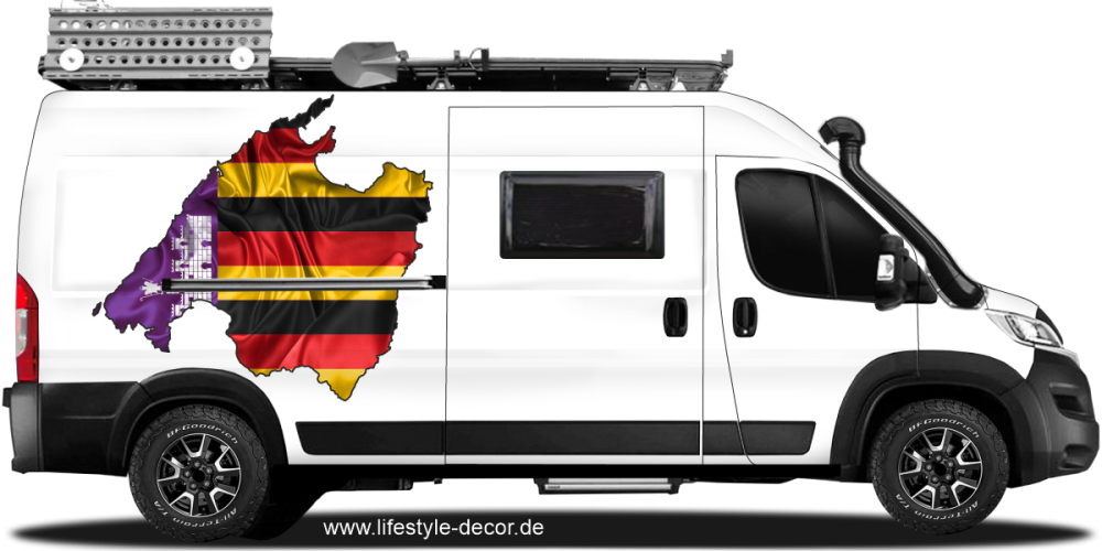 Autodekor Flagge Karte vom 17. Bundesland auf Fahrzeugseite von Campervan