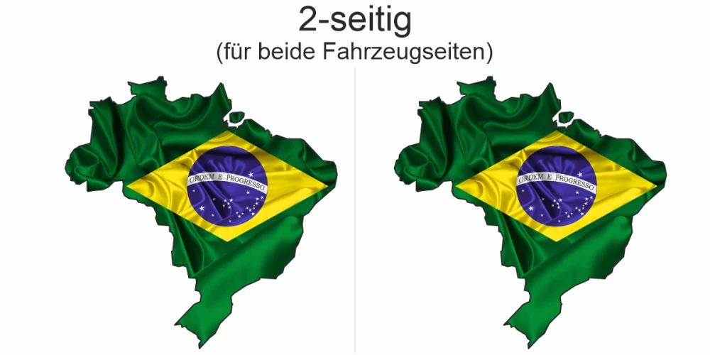 Autodekor Flagge Karte von Brasilien - Ansicht zweiseitig für beide Fahrzeugseiten