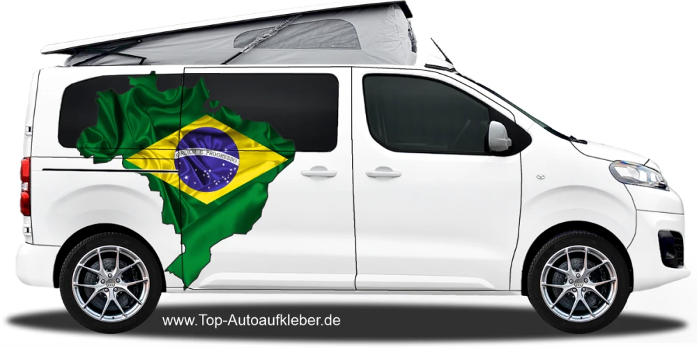 Autodekor Flagge Karte von Brasilien auf Fahrzeugseite von Campervan