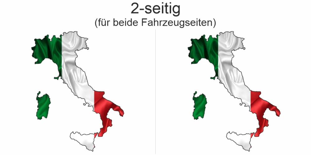 Autodekor Flagge Karte von Italien - Ansicht zweiseitig für beide Fahrzeugseiten