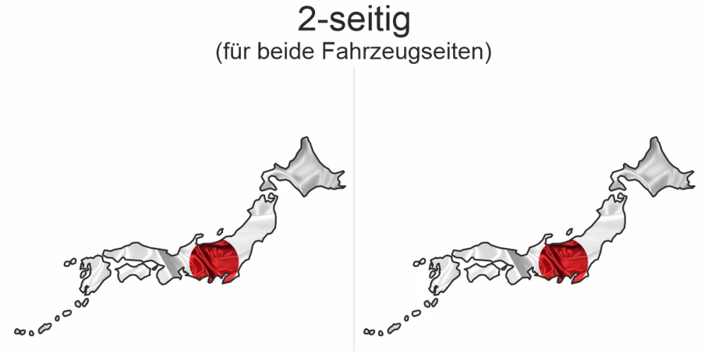 Autodekor Flagge Karte von Japan - Ansicht zweiseitig für beide Fahrzeugseiten