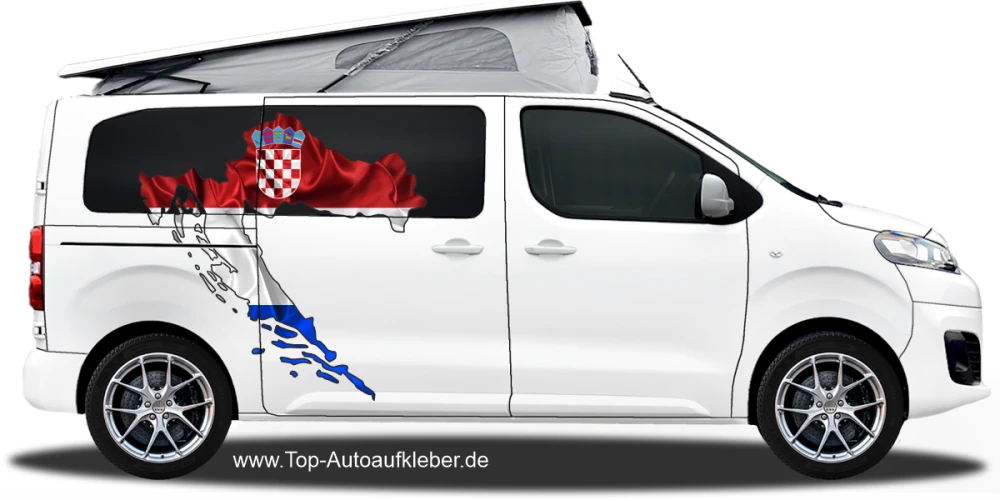 Autodekor Flagge Karte von Kroatien auf Fahrzeugseite von Campervan