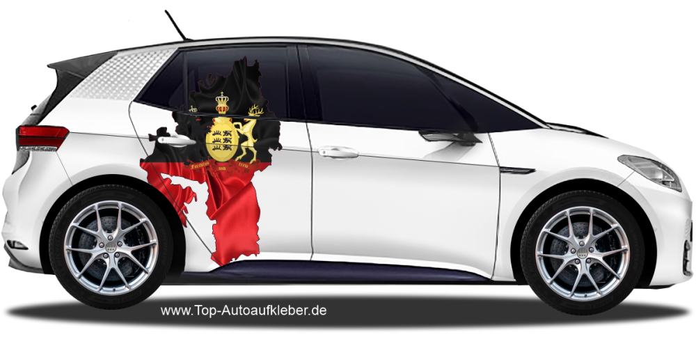 Autodekor Flagge Karte von Württemberg auf Fahrzeugseite von PKW