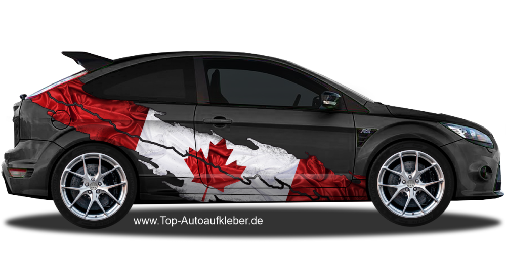 Autodekor Kanadische Flagge auf Fahrzeugseite von dunklem PKW