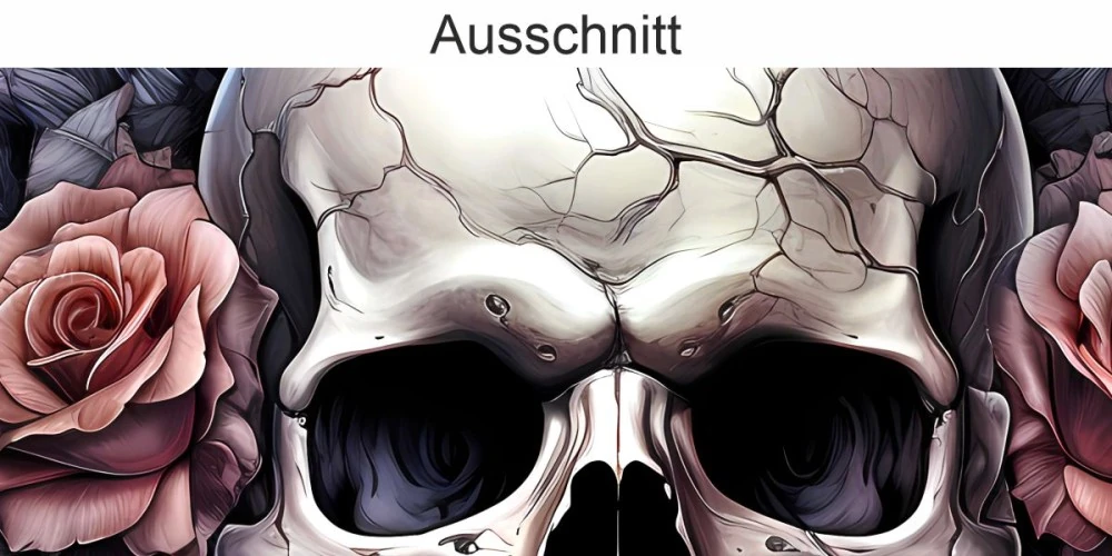 Autodekor Totenschädel mit Rosen - Ansicht Ausschnitt