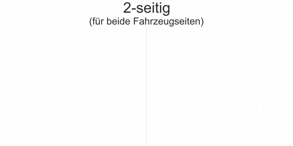 Autoaufkleber Stilvolles Ornament - Ansicht zweiseitig für beide Fahrzeugseiten und Farbauswahl
