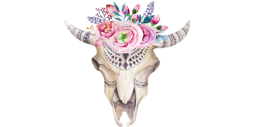 Klebefolie Blumenreicher Tierschädel
