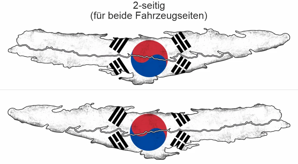 Autosticker Flagge von Südkorea - Ansicht zweiseitig für beide Fahrzeugseiten