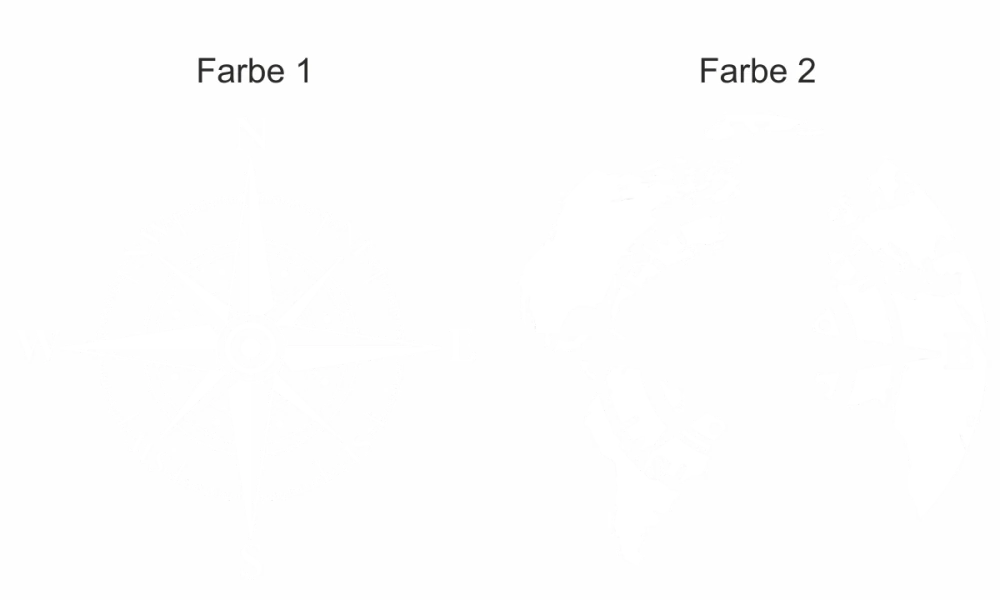 Buntes Heckscheibendekor mit Weltkarte und Kompass