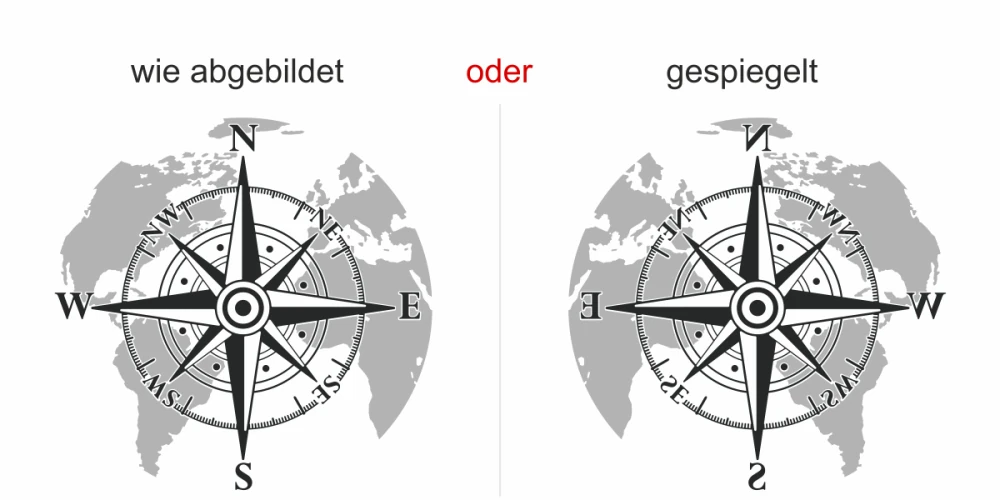 Buntes Heckscheibendekor mit Weltkarte und Kompass