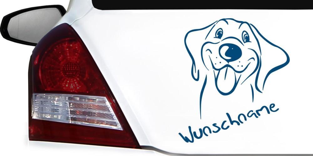 Autoaufkleber mit Hund und Wunschnamen