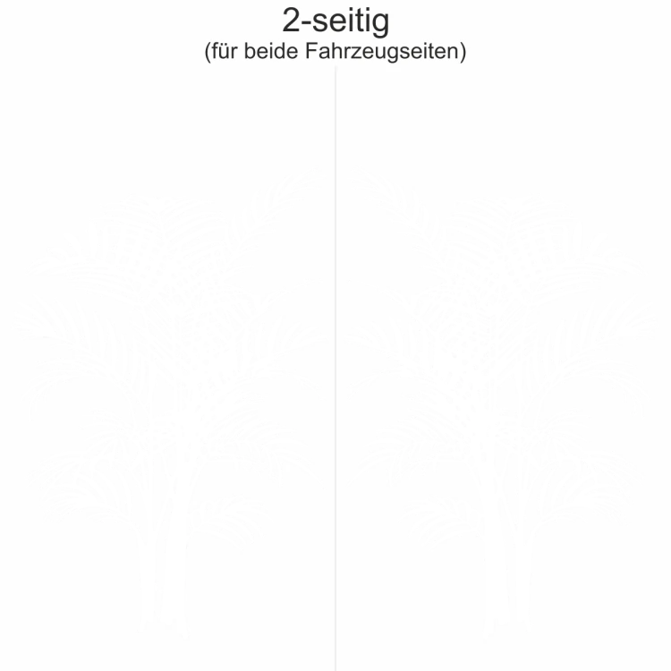 Autoaufkleber mit Palmwedel - Ansicht zweiseitig für beide Fahrzeugseiten und Farbauswahl