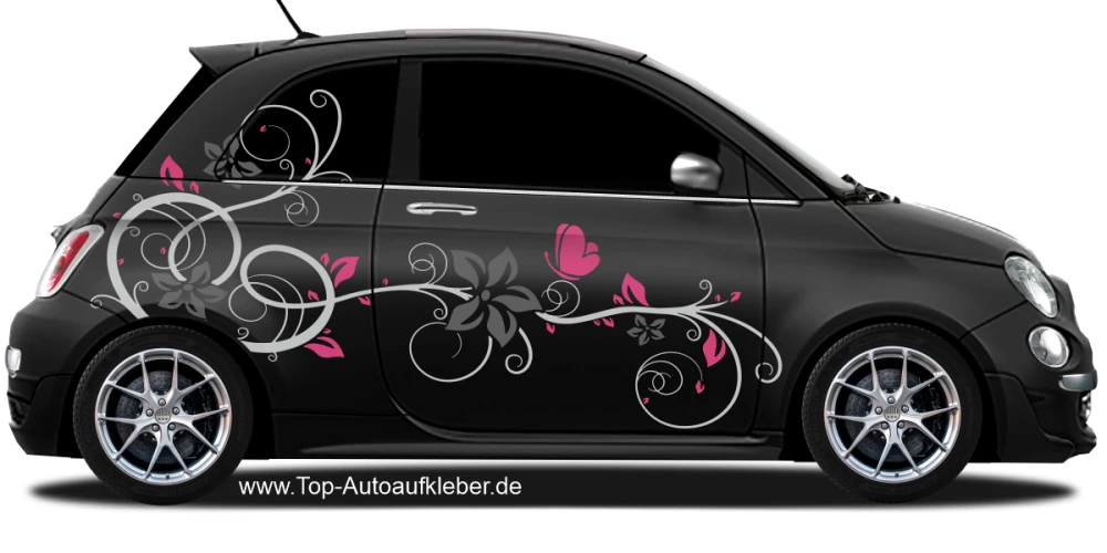 Autoaufkleber Buntes Rankenornament auf dunklem PKW