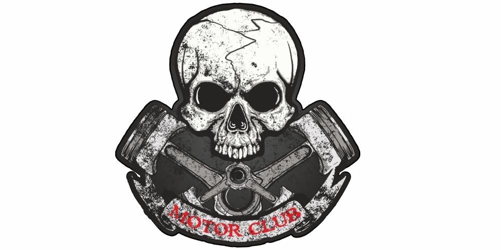 Autosticker Logo Motor Club mit Totenkopf | Set für beide Fahrzeugseiten