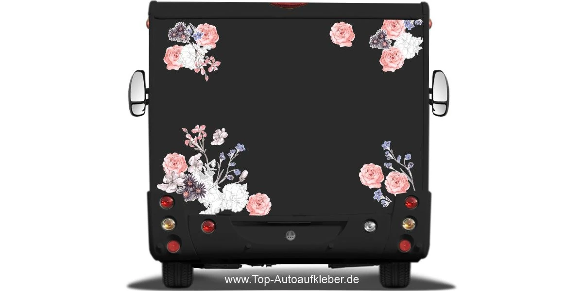 AA238 Auto Aufkleber Set Kleine Schnecke + Blumen Sticker