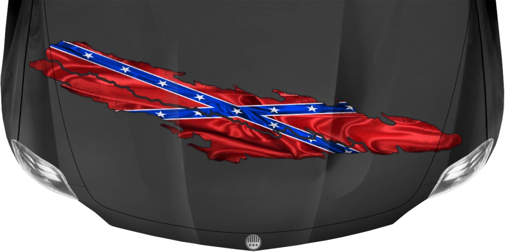 Camper Aufkleber Fahne der Konföderierten Staaten von Amerika auf dunkler Motorhaube