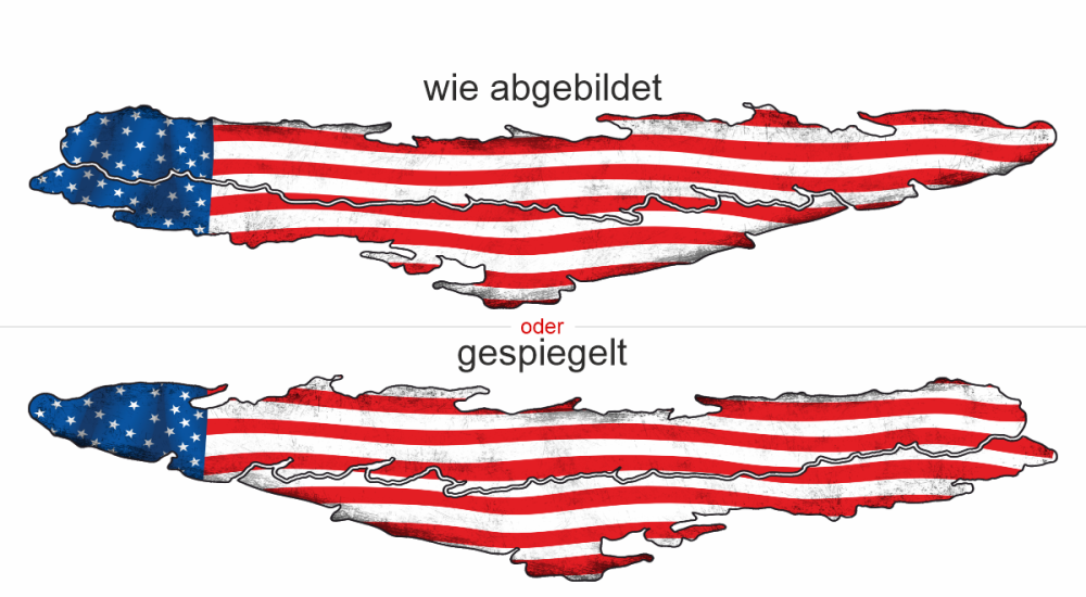 Camper Aufkleber Fahne der USA - Ansicht Ausrichtung