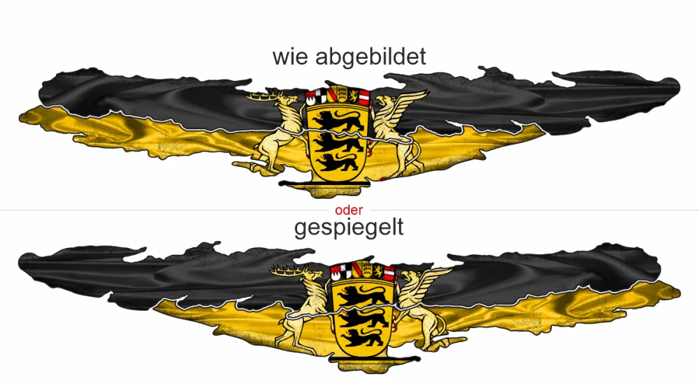 Aufkleber Fahne von Baden-Württemberg - Ansicht Ausrichtung
