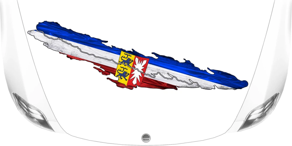 Aufkleber Fahne von Schleswig-Holstein auf heller Motorhaube