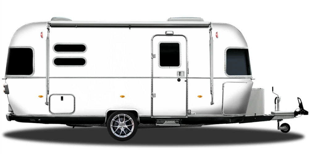 Wohnmobilaufkleber Golden Gate Bridge auf hellem Wohnwagen - Ansicht Farbauswahl