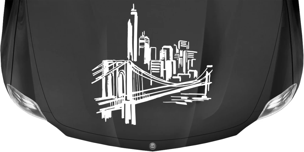 Wohnmobilaufkleber Skyline New York auf dunkler Motorhaube - Ansicht Farbauswahl
