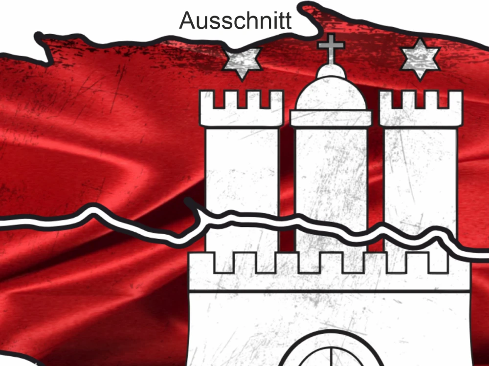 Die Flagge von Hamburg | Aufkleber Set - Ansicht Ausschnitt