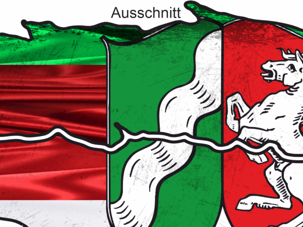 Die Flagge von Nordrhein-Westfalen - Ansicht Ausschnitt