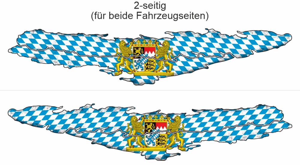 Flagge Freistaat Bayern - Ansicht zweiseitig für beide Fahrzeugseiten