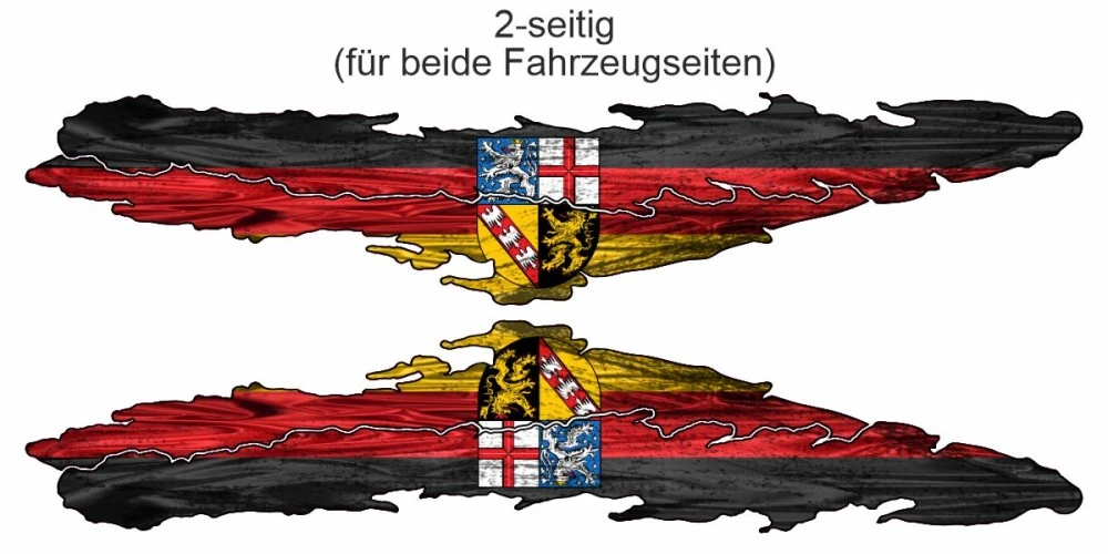 Flagge vom Saarland als Autoaufkleber | Set für beide Fahrzeugseiten