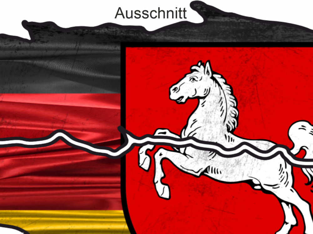 Flagge von Niedersachsen als Autoaufkleber - Ansicht Ausschnitt