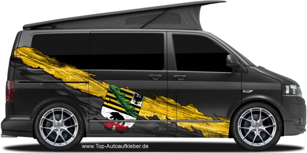 Flagge von Sachsn-Anhalt als Autoaufkleber | Set für beide Fahrzeugseiten