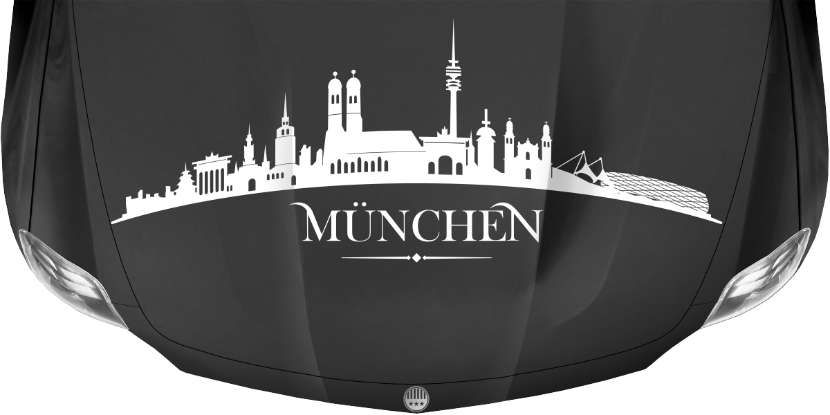 Haubenaufkleber Skyline München