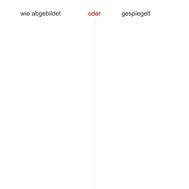 Aufkleber für die Heckscheibe mit blumigem Dekor - Ansicht Ausrichtung und Farbauswahl