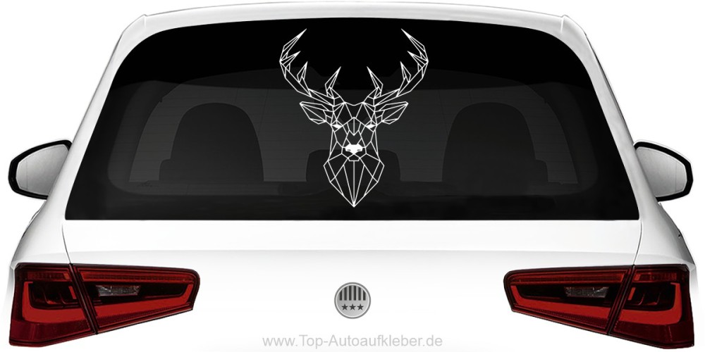 Geometrischer Hirschkopf als Aufkleber für die Heckscheibe