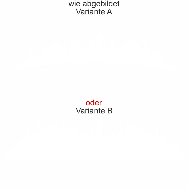 Istanbuler Skyline als Aufkleber für die Heckscheibe - Ansicht Ausrichtung mit Farbauswahl und Variante