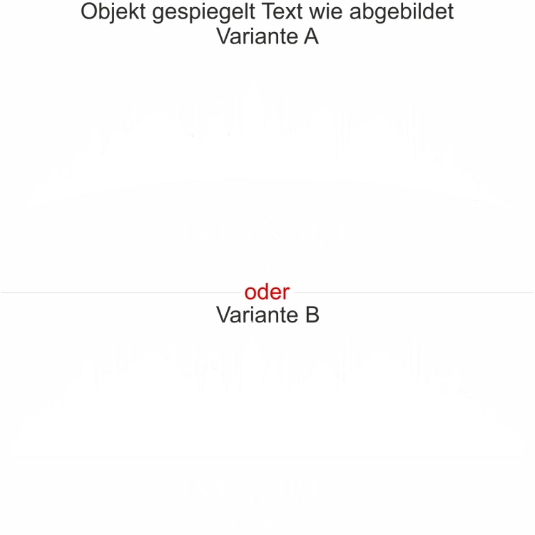 Istanbuler Skyline als Aufkleber für die Heckscheibe - Ansicht Ausrichtung mit Farbauswahl und Variante