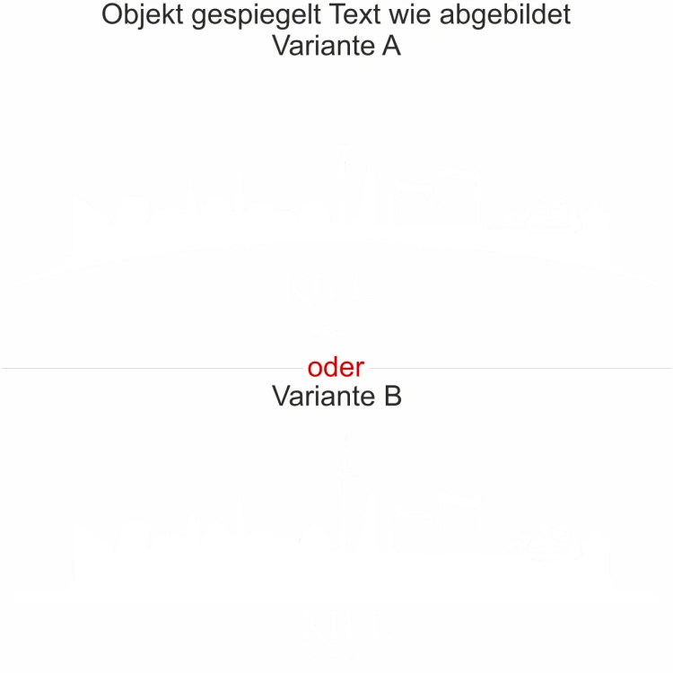 Kieler Skyline als Aufkleber für die Heckscheibe - Ansicht Ausrichtung mit Farbauswahl und Variante Kieler Skyline als Aufkleber für die Heckscheibe - Ansicht Ausrichtung mit Farbauswahl und Variante