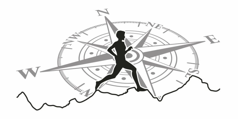 Heckscheibenaufkleber Kompass und Laufen