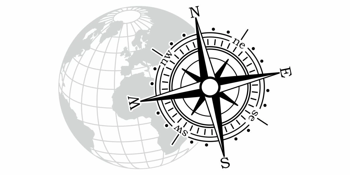 Kompass mit Weltkugel als selbstklebende Autofolie