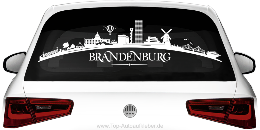 Heckscheibenaufkleber Skyline Brandenburg mit Farbauswahl