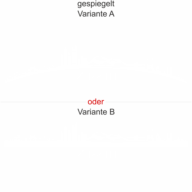 Heckscheibenaufkleber Skyline Hessen - gespiegelt - Ansicht Farbauswahl - Varianten A und B
