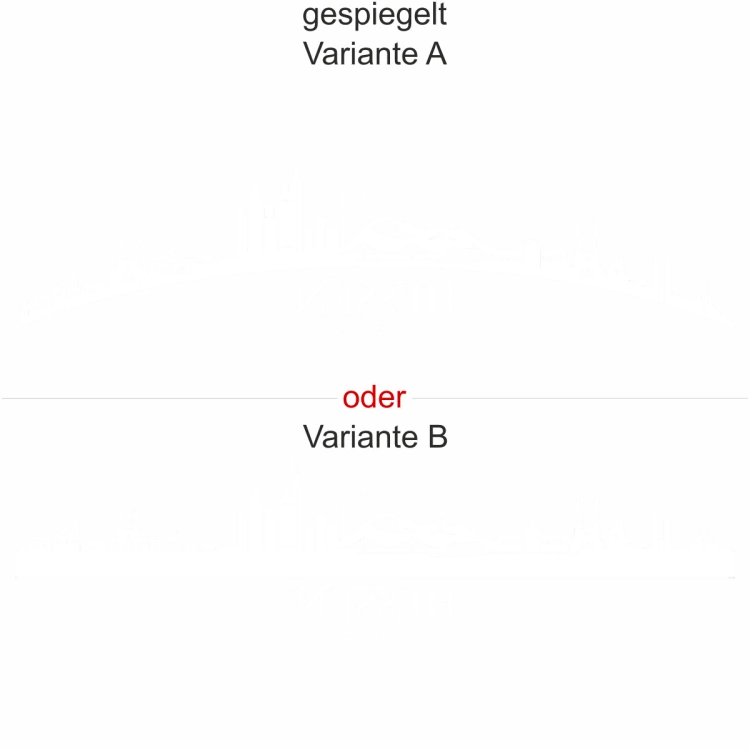 Heckscheibenaufkleber Skyline Hessen - gespiegelt - Ansicht Farbauswahl - Varianten A und B