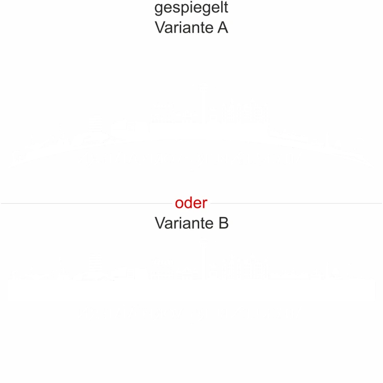 Heckscheibenaufkleber Skyline Mecklenburg-Vorpommern - gespiegelt - Ansicht Farbauswahl - Varianten A und B