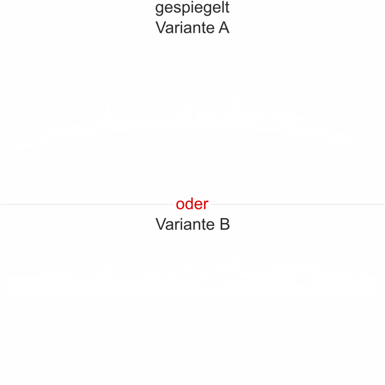 Heckscheibenaufkleber Skyline Nordrhein-Westfalen - gespiegelt - Ansicht Farbauswahl - Varianten A und B