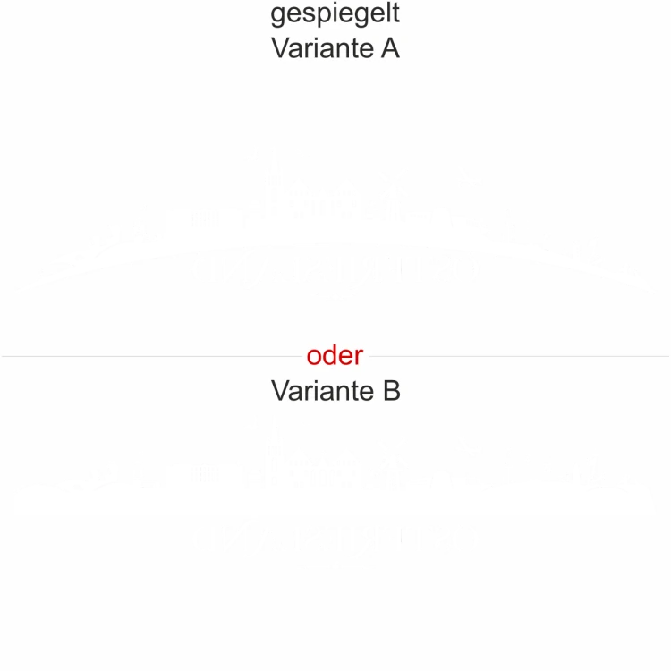 Heckscheibenaufkleber Skyline Ostfriesland - gespiegelt - Ansicht Farbauswahl - Varianten A und B