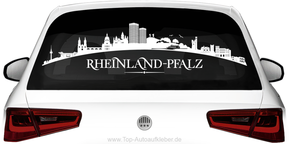 Heckscheibenaufkleber Skyline Rheinland-Pfalz mit Farbauswahl