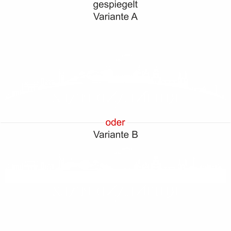 Heckscheibenaufkleber Skyline Rheinland-Pfalz - gespiegelt - Ansicht Farbauswahl - Varianten A und B